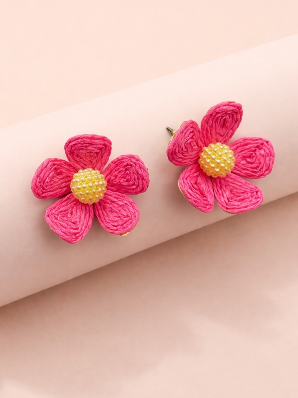 Pink Floral Statement Earring